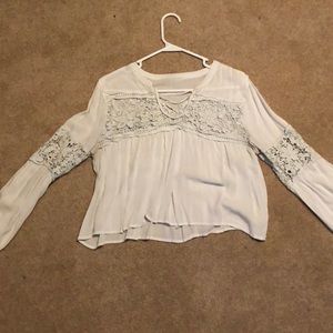 Light blue long sleeve floral lace